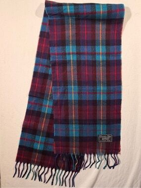 Christian Dior CASHLUXE Multicolor Plaid Wool Scarf
